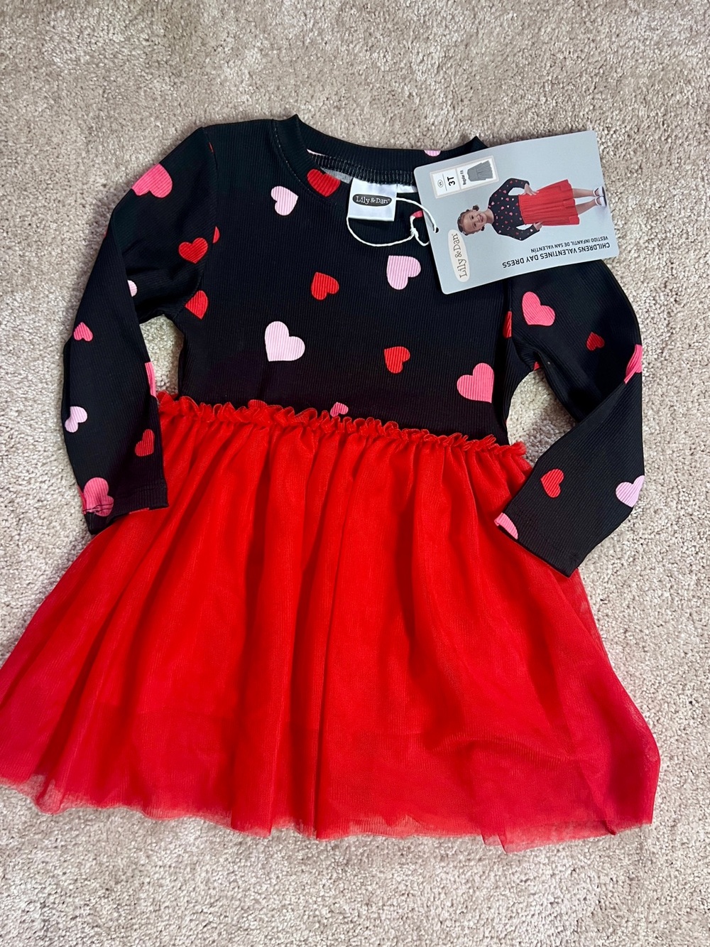 Lily & Dan Valentine’s Day Dress Toddler 3T NWT Heart Tulle